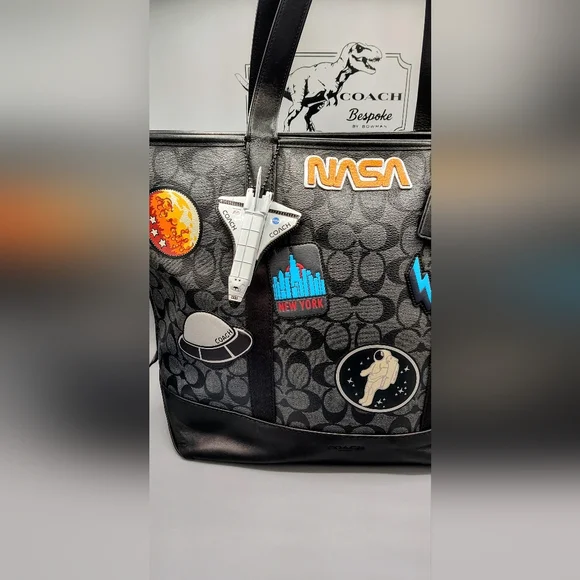 RARE! Coach X NASA City Tote -Upcycled- One-of-a-Kind Black/Grey - Picture 2 of 16